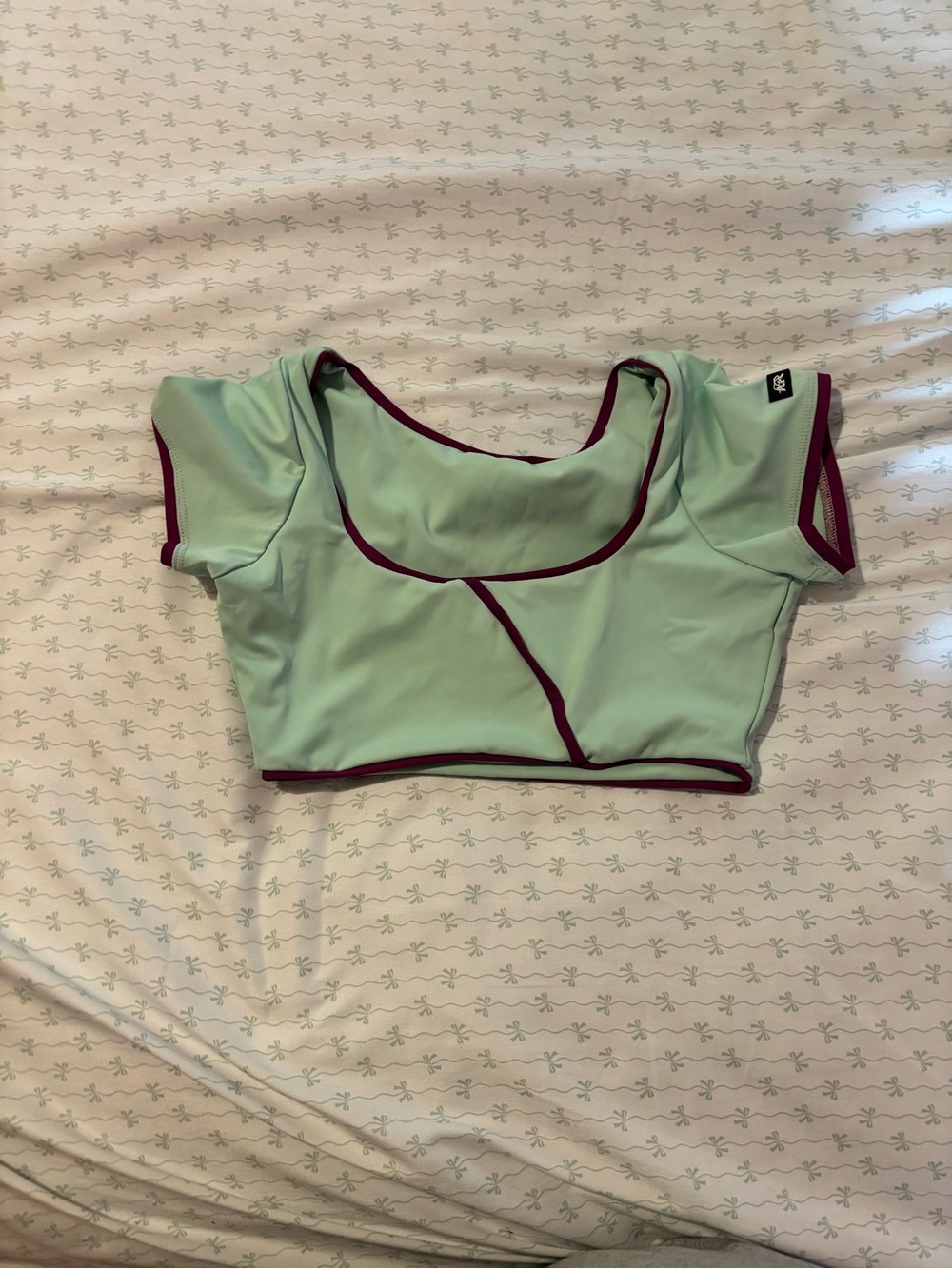 Light Mint Crop Sports Bra with Contrast Trim Tiger Friday
